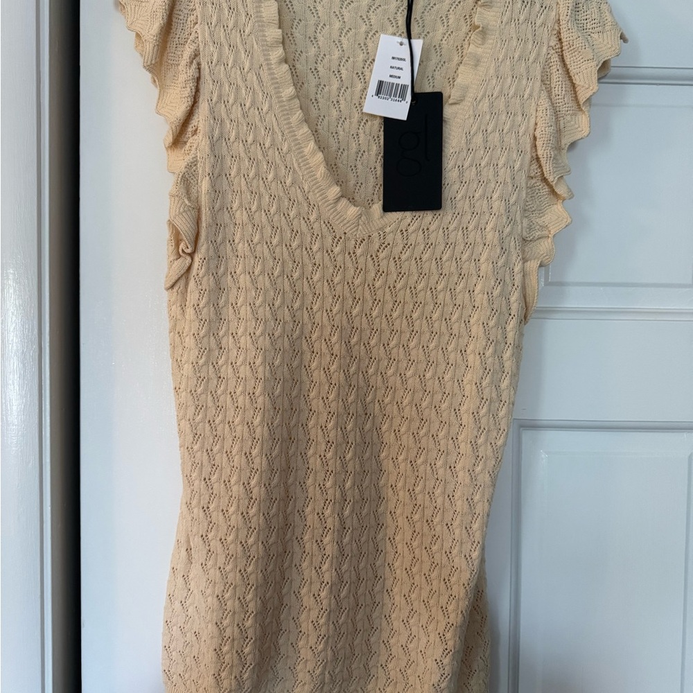 Elegant Cream Ruffle Sleeve Top